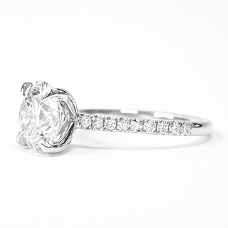 Round Brilliant Pavé Ring – Lab Grown Diamond – 14K/18K White Gold – 18 Side Stones