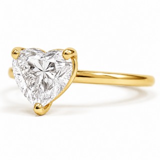 Heart Brilliant Solitaire Ring – Lab-Grown Diamond – 14K/18K Yellow Gold