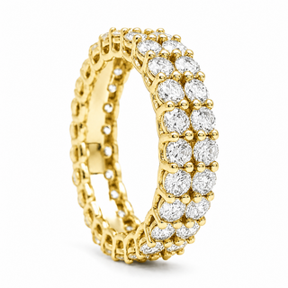 Round Brilliant 2 Row Eternity Ring – Lab Grown Diamond – 14K/18K Yellow Gold