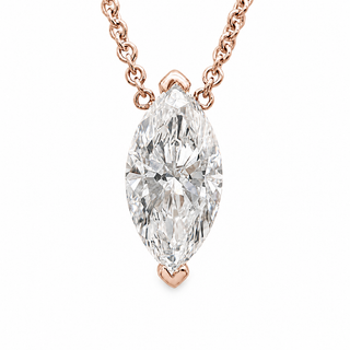 Marquise Brilliant – Lab Grown Diamond – 14K/18K Rose Gold – Solitaire Necklace