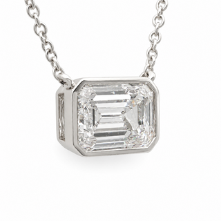Emerald Cut – Lab Grown Diamond – 14K/18K White Gold – Solitaire Necklace