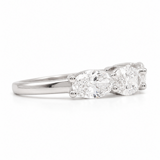 Oval Brilliant 3 Stone Crown Ring – Lab Grown Diamond – 14K/18K White Gold
