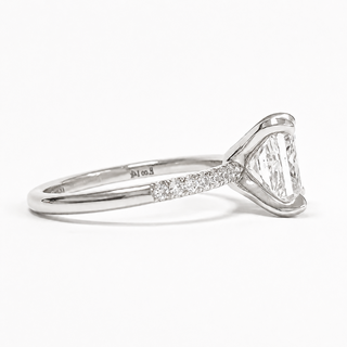 Princess Cut Pavé Ring – Lab Grown Diamond – 14K/18K White Gold – 14 Side Stones