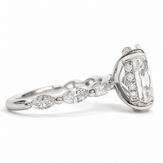 Oval Brilliant with Marquise Band and Hidden Halo Ring – Lab-Grown Diamond – 14K/18K Gold – 20 Side Stones