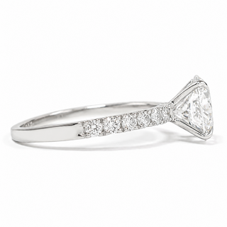 Round Brilliant Pavé Ring – Lab Grown Diamond – 14K/18K White Gold – 12 Side Stones