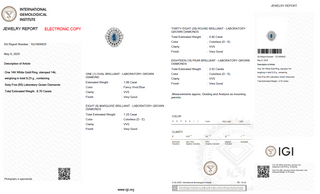 טבעת קוקטייל יהלום אובל כחול משובצת יהלומי מעבדה 6.70 קראט | מתועדת IGI | זהב לבן 14 קראט 9.23 גרם End Date: 21/02/2026