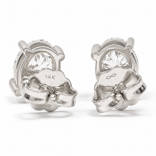 Oval Brilliant Earrings – Lab Grown Diamonds – 14K/18K White Gold – Stud Earrings