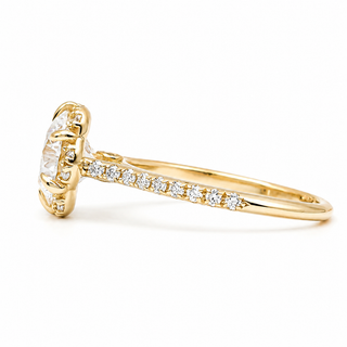 Round Brilliant Flower Pavé Ring – Lab Grown Diamond – 14K/18K Gold – 32 Side Stones
