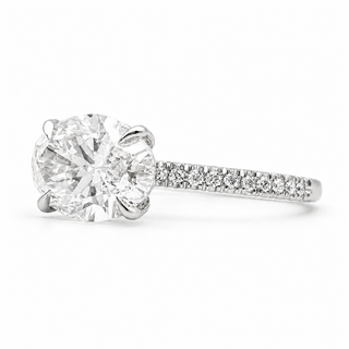 Oval Brilliant Pavé Ring – Lab Grown Diamond – 14K/18K White Gold – 20 Side Stones