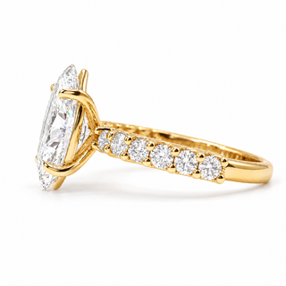 Marquise Brilliant Pavé Ring – Lab Grown Diamond – 14K/18K Gold – 12 Side Stones