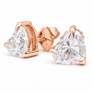 Heart Brilliant Stud Earrings – Lab Grown Diamonds – 14K/18K Rose Gold