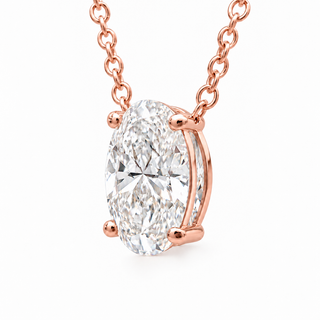 Oval Brilliant – Lab Grown Diamond – 14K Gold – Solitaire Necklace