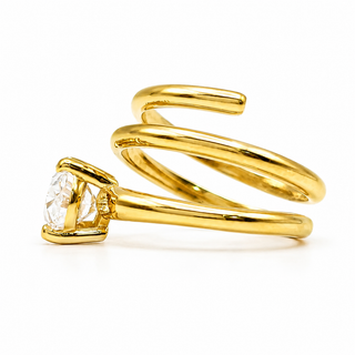 Oval Brilliant Spiral Solitaire Ring – Lab Grown Diamond – 14K/18K Yellow Gold