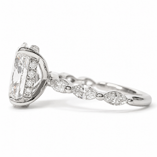 Oval Brilliant with Marquise Band and Hidden Halo Ring – Lab-Grown Diamond – 14K/18K Gold – 20 Side Stones