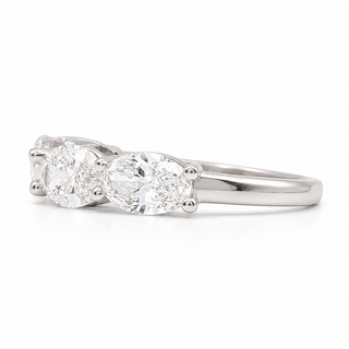 Oval Brilliant 3 Stone Crown Ring – Lab Grown Diamond – 14K/18K White Gold