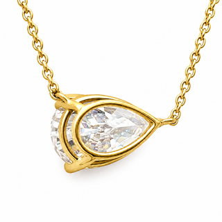 Pear Shape – Lab Grown Diamond – 14K/18K Yellow Gold – Solitaire Necklace