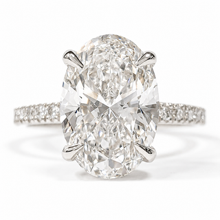 Oval Brilliant Pavé Ring – Lab Grown Diamond – 14K/18K Gold – 18 Side Stones