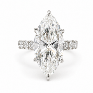 Marquise Brilliant Pavé Ring – Lab Grown Diamond – 14K/18K Gold – 16 Side Stones