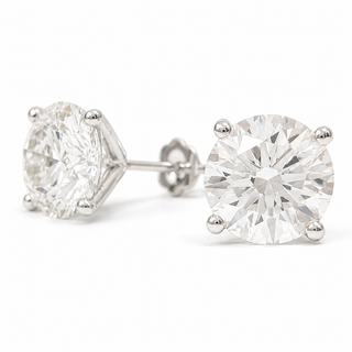 Round Brilliant Earrings – Lab Grown Diamonds – 14K/18K White Gold – Stud Earrings