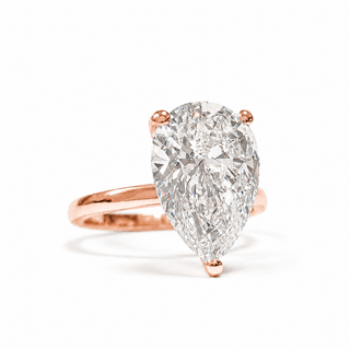 Pear Shape Solitaire Ring – Lab-Grown Diamond – 14K/18K Rose Gold