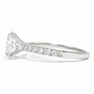Round Brilliant Pavé Ring – Lab Grown Diamond – 14K/18K White Gold – 12 Side Stones