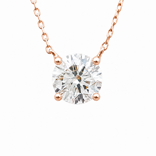 Round Brilliant – Lab Grown Diamond – 14K/18K Rose Gold – Solitaire Necklace