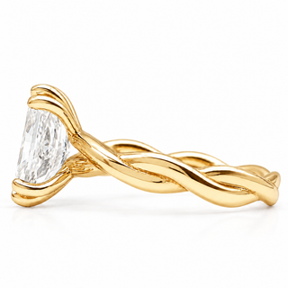 Radiant Cut Split Spiral Band Solitaire Ring – Lab Grown Diamond – 14K/18K Gold