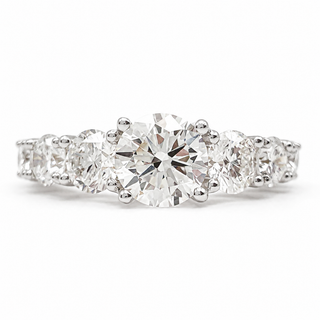 Round Brilliant Degrade Ring – Lab Grown Diamond – 14K/18K White Gold – 6 Side Stones