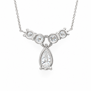 Pear Shape With Round Stones Necklace – Lab Grown Diamond – 14K Gold