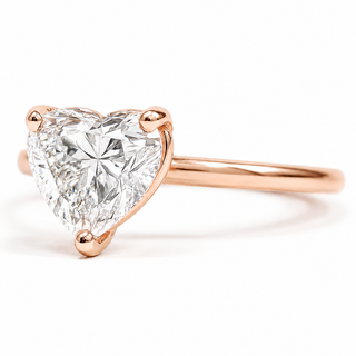 Heart Brilliant Solitaire Ring – Lab-Grown Diamond – 14K/18K Rose Gold