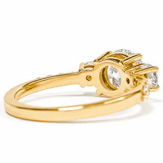 Round Brilliant Pavé Ring – Lab Grown Diamond – 14K/18K Yellow Gold – 10 Side Stones
