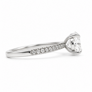 Oval Brilliant Pavé Ring – Lab Grown Diamond – 14K/18K White Gold – 20 Side Stones