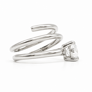 Oval Brilliant Spiral Solitaire Ring – Lab Grown Diamond – 14K/18K White Gold