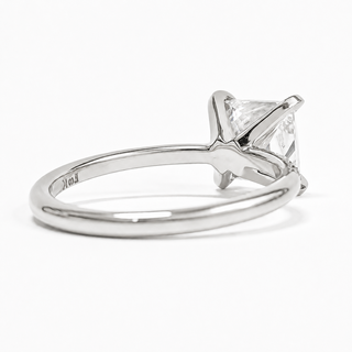 Princess Cut Pavé Ring – Lab Grown Diamond – 14K/18K White Gold – 14 Side Stones