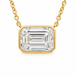 Emerald Cut – Lab Grown Diamond – 14K/18K Yellow Gold – Solitaire Necklace