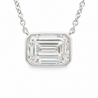 Emerald Cut – Lab Grown Diamond – 14K/18K White Gold – Solitaire Necklace