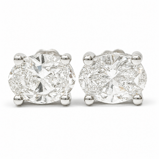 Oval Brilliant Earrings – Lab Grown Diamonds – 14K/18K White Gold – Stud Earrings