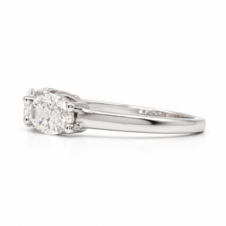 Oval Brilliant 3 Stone Crown Ring – Lab Grown Diamond – 14K/18K White Gold