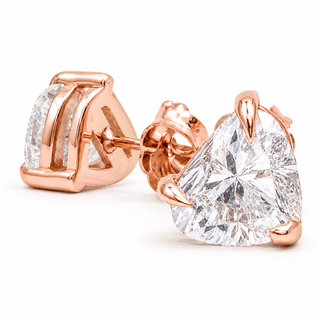 Heart Brilliant Stud Earrings – Lab Grown Diamonds – 14K/18K Rose Gold