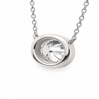 Oval Brilliant – Lab Grown Diamond – 14K Gold – Solitaire Necklace Bezel Setting