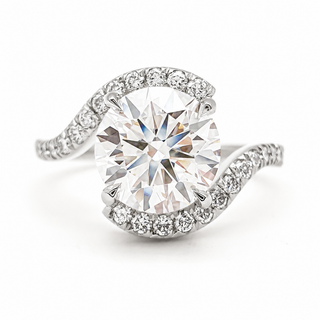 Round Brilliant Spiral Pavé Ring  – Lab Grown Diamond – 14K/18K Gold – 32 Side Stones