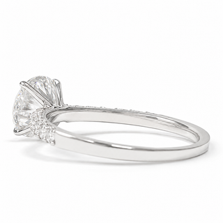 Round Brilliant Pavé Ring – Lab Grown Diamond – 14K/18K White Gold – 12 Side Stones