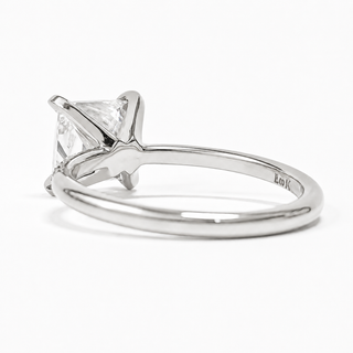 Princess Cut Pavé Ring – Lab Grown Diamond – 14K/18K White Gold – 14 Side Stones