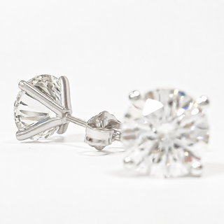 Round Brilliant Earrings – Lab Grown Diamonds – 14K/18K White Gold – Stud Earrings