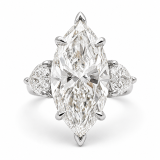 Marquise Brilliant 3 Stone Ring – Lab Grown Diamond – 14K/18K White Gold – 2 Side Stones