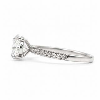 Oval Brilliant Pavé Ring – Lab Grown Diamond – 14K/18K White Gold – 20 Side Stones