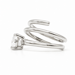 Oval Brilliant Spiral Solitaire Ring – Lab Grown Diamond – 14K/18K White Gold
