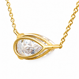 Pear Shape – Lab Grown Diamond – 14K/18K Yellow Gold – Solitaire Necklace
