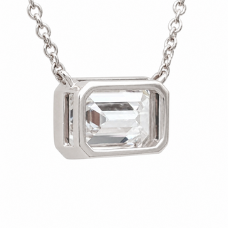 Emerald Cut – Lab Grown Diamond – 14K/18K White Gold – Solitaire Necklace