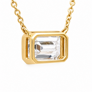 Emerald Cut – Lab Grown Diamond – 14K/18K Yellow Gold – Solitaire Necklace